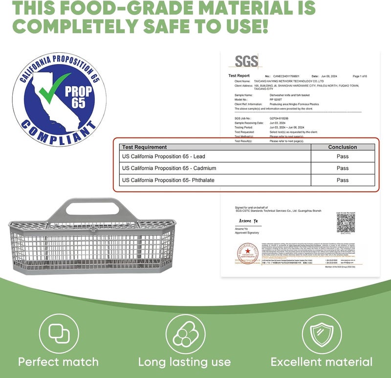 BIHARNT WD28X10128 Universal Dishwasher Utensil Silverware Cutlery Basket Compatible with GE Whirlpool Kenmore Maytag Frigidaire KitchenAid Samsung LG Dishwasher,Part No.WD28X10127, WD28X10131 - Image 4